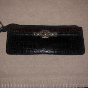 Brighton Black and Brown Leather with Pewter Zipper Case